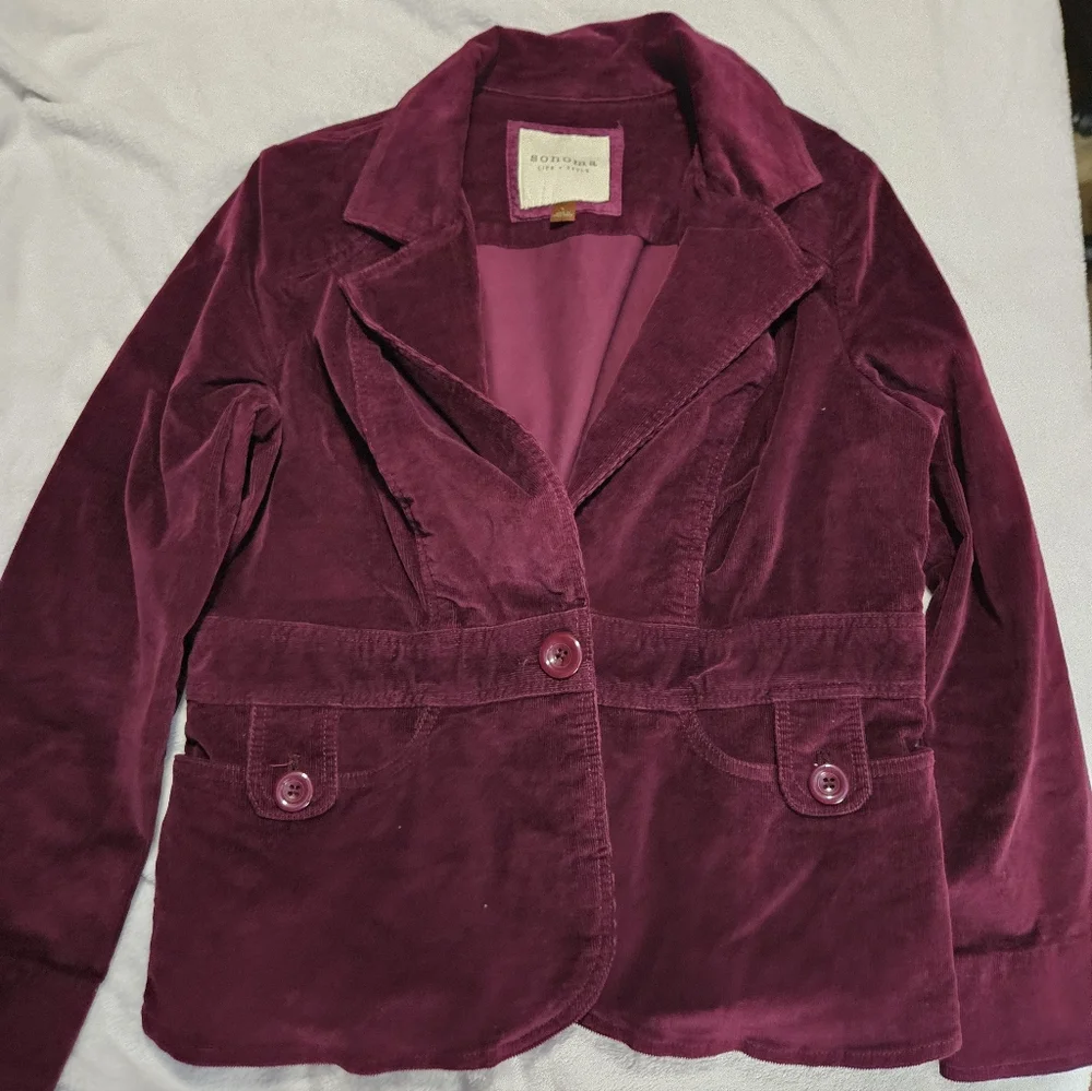 Burgundy Velvet Women's Jacket - Picture 1 of 4